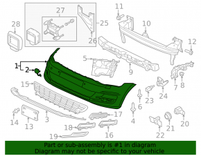 Bare front bumper VW Golf 15-17 for parking sensor