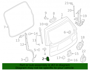 Trunk door bumper right Subaru Outback 15-19