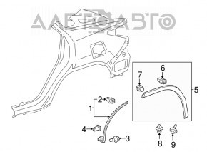 Rear right wing seal Lexus RX350 RX450h 16-22