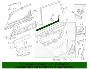 Glass seal inside rear right door VW Touareg 11-17
