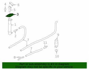 Right headlight washer nozzle mount for Porsche Cayenne 958 11-18 turbo