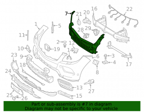 Front bumper central bracket Mercedes W166 ML 12-15 without parking sensors, without camera
