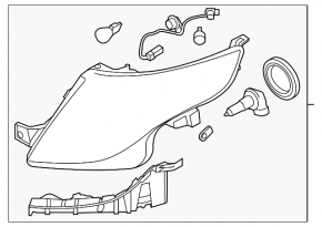 Headlight front left bare Ford Explorer 11-15 prerest halogen, broken fastener
