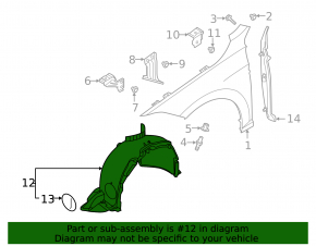 Front right fender liner VW Jetta 22-26
