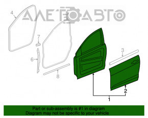 Bare front right door for a 1996 Dodge Dart