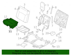 Rear seat cushion, 3rd row, left, Mitsubishi Outlander 22-26, gray leather, with frame, dry-cleanable