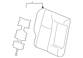 Right rear seat backrest for Toyota Rav4 19-25, black, hybrid, with belt, scratch on plastic