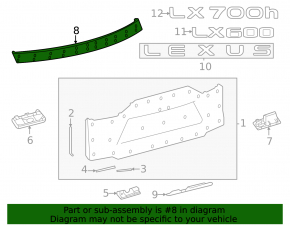 Upper trunk lid trim for Lexus LX600 LX700h 22-25
