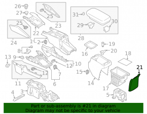 Mitsubishi Outlander 14-18 rear center console trim, black, dented