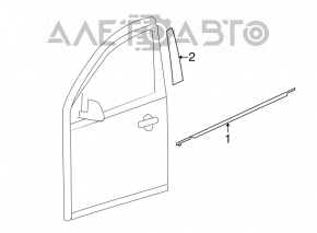 Molding door-glass central front left Nissan Versa 12-19 usa black