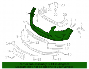 19-19 Lincoln MKC front bumper with parking sensors and no tow hook