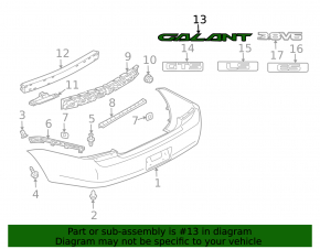 Emblem inscription GALANT rear trunk lid Mitsubishi Galant 04-12