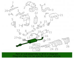 Exhaust line middle part Toyota Highlander 08-10 hybrid, sawed off catalytic converter, dented, rusty