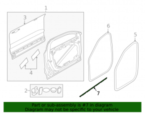 Door seal front left Volvo XC60 18-23 lower