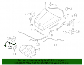 BMW X5 E70 07-13 hood release handle under the hood
