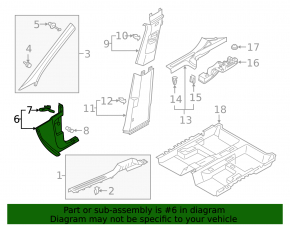 Front pillar trim lower left VW Tiguan 18-24 black