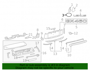 Lexus RX350 10-12 Black Plain Grille Emblem
