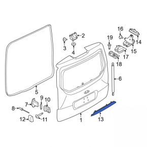 Ford Transit Connect MK2 13-18 passenger tailgate molding