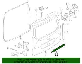Ford Transit Connect MK2 13-18 passenger tailgate molding