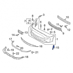 Lower grille front bumper left Ford Mustang mk6 18-23 rest