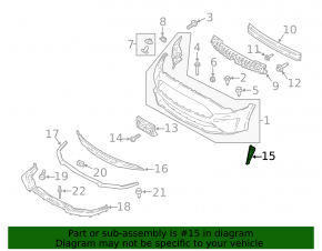 Lower grille front bumper left Ford Mustang mk6 18-23 rest