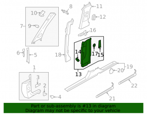 Lower left center pillar trim for Audi Q8 19-25 black