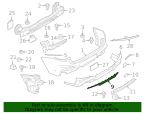 Right rear bumper molding for BMW X4 G02 19-21 pre-restyling