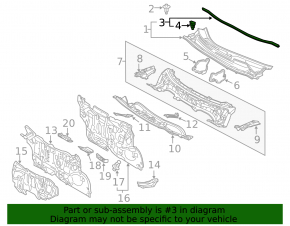 Lexus CT200h 11-17 Central Windscreen Wiper Grille Seal