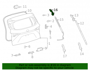 Bracket shock absorber trunk door left Toyota Sienna 22-25 on the body