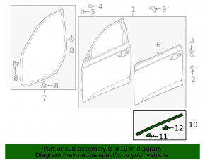 Front right door seal Honda Accord 18-22 lower