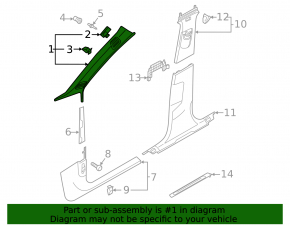 Front pillar trim upper right Audi A5 F5 17- 5D under speaker, black