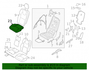 Volvo XC90 16-22 black leather seat upholstery, 2nd row, lower left, perforated