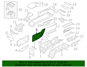 Volvo XC90 16-24 black front right side center console trim