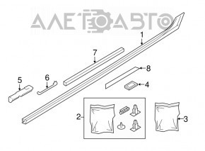 Left threshold for Audi A6 C7 16-18 rest s-line, black, worn, pressed