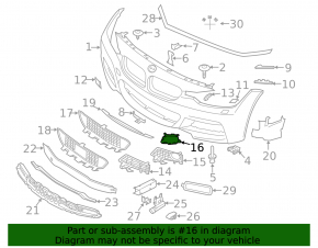 Left front bumper molding for BMW 3 Series F30 12-18 Sedan/Wagon, M package, covers & mounting