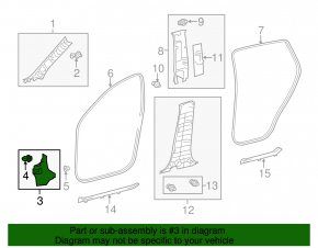 Front pillar trim right lower Toyota Rav4 13-18 black