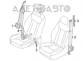 Passenger seat belt Hyundai Azera 12-17 beige