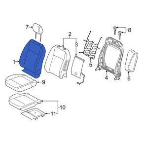 Passenger seat Ford Ecosport 18-22 cloth black