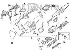 Torpedo front panel without AIRBAG Mercedes GLA 14-20 leather beige