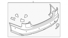 Bare rear bumper for Audi A6 C7 16-18, S-line restyling, with parking sensors, no cap, graphite, scratches, sand, scuffs