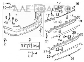 Bare rear bumper for Audi A6 C7 16-18, S-line restyling, with parking sensors, no cap, graphite, scratches, sand, scuffs