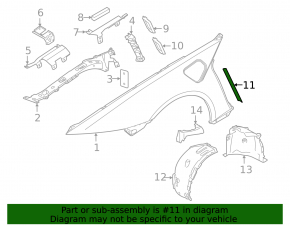 Right door-wing seal BMW i8 13-20 Fender & mounting,