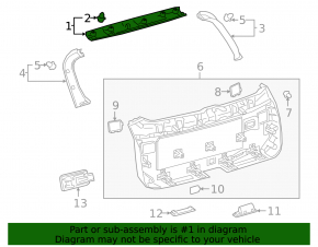 Upper trunk door trim Lexus RX350L RX450hL 18-22 long black