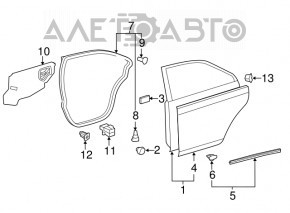 Bare rear right door Toyota Camry v50 12-14