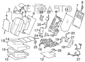 Rear row of seats 2 row Lexus RX350 RX450h 16-19 with airbag, electric, leather gray