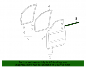 Door-glass molding, central front left, Lexus GX470 03-09