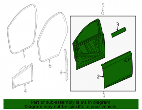 Door bare front left Chevrolet Impala 14-20 without molding