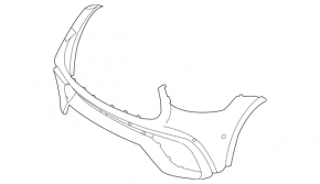 Front bare bumper Mercedes GLC 300 20-22 for parking sensors, AMG pkg, with air ducts, white, chipped, non-factory holes, worn