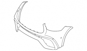 Front bare bumper Mercedes GLC 300 20-22 for parking sensors, AMG pkg, with air ducts, white, chipped, non-factory holes, worn