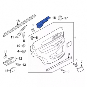 Front left window lifter control trim Ford Explorer 16-19 rest, breakage of fastener